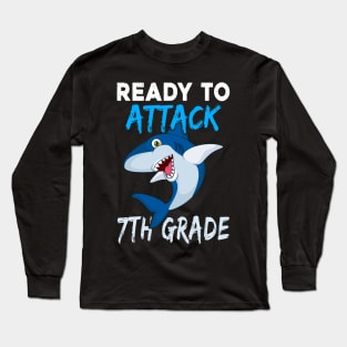 Shark Kids Ready To Attack 7Th Grade Boys Back To School Long Sleeve T-Shirt